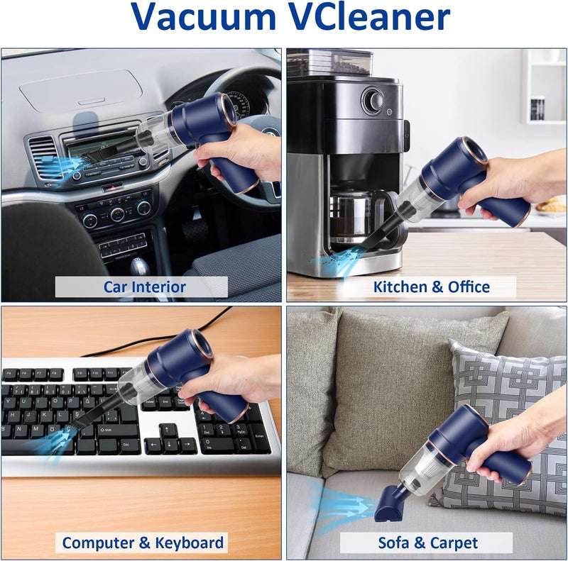Honlibey 8Kpa Mini Handheld Vacuum Cleaner, 120W High Power Cordless Keyboard Vacuum, 2-in-1 Desk Vacuum & Air Duster with LED Light & Multi-Nozzles for Car, Computer, Sewing Machine - Image 4